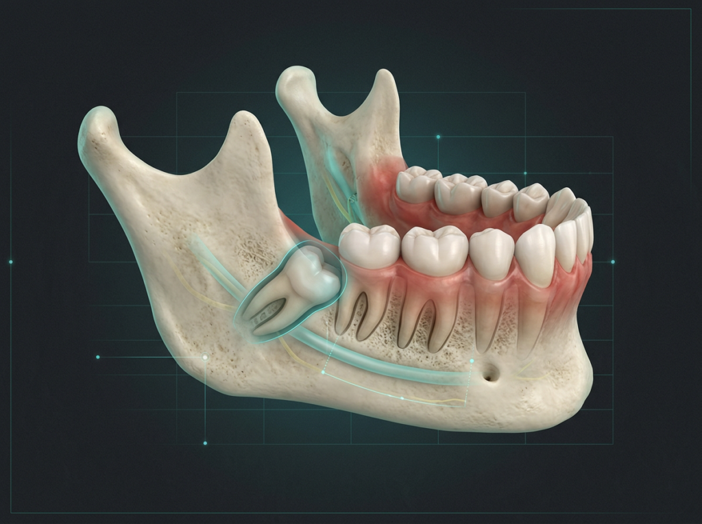 3D çene ve gömülü diş modeli